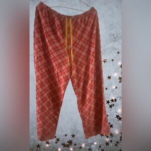Hot pink, Orange & Yellow Plaid Pajama Pants with Yellow Drawstring